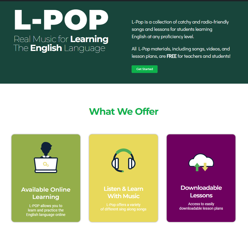 L-Pop about page. L-Pop: Real Music for Learning The English Language.